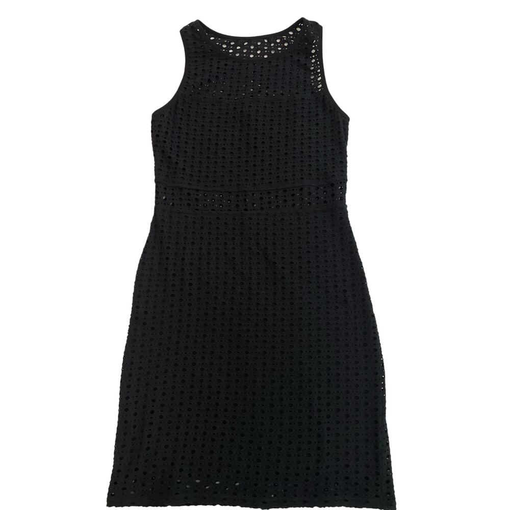 Aqua Black Eyelet Lined Dress Size L EUC - Picture 5 of 8
